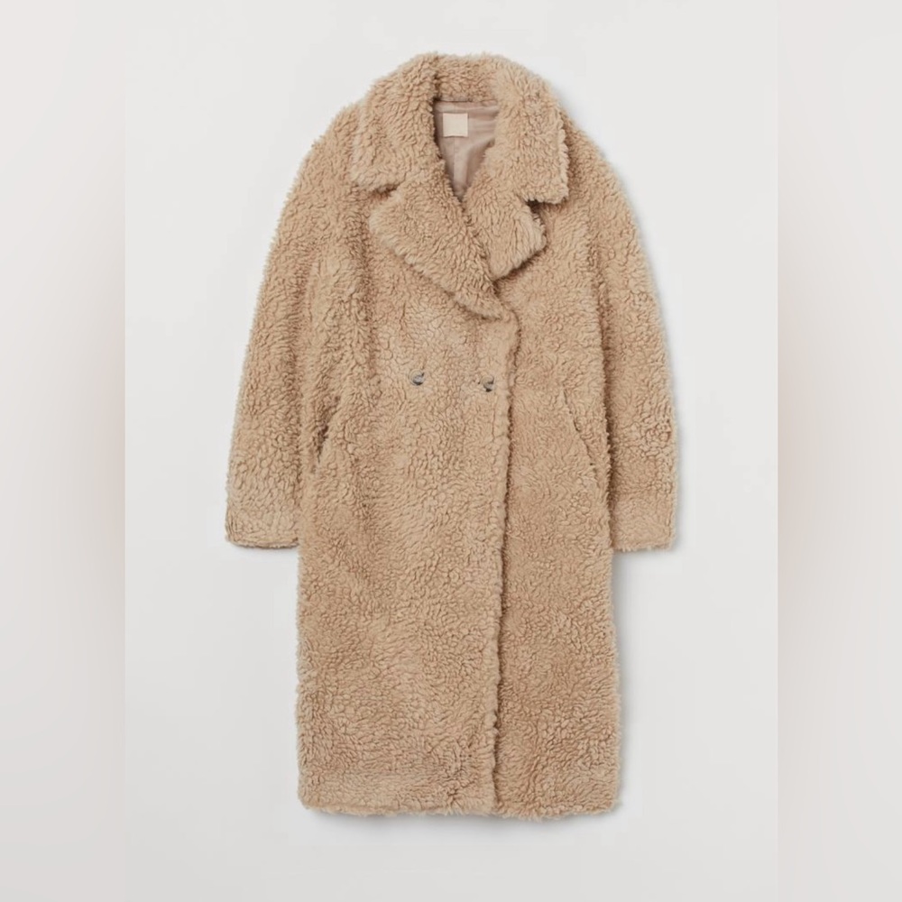 H&M wool blend, oversized, Teddy coat sz M